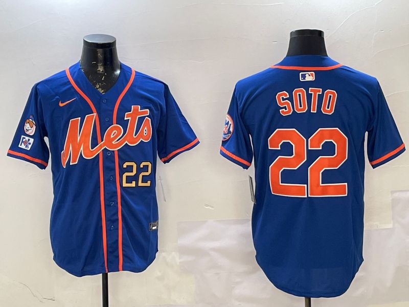 Men New York Mets #22 Soto Blue Game 2025 Nike MLB Jersey style 3